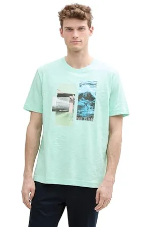 TOM TAILOR T-Shirt mit Logo-Badge, Mystical Blue, S