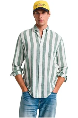 GANT Herren REG Cotton Linen Bold Stripe Shirt Hemd, , XL