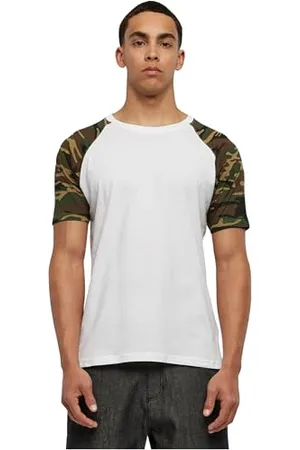 Urban classics Herren Raglan Contrast Tee T-Shirt, wht/woodcamo, L
