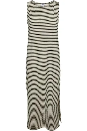 VERO MODA VMFIONA SL O-Neck Dress VMA NOOS, Birke/Streifen: Schwarz, M