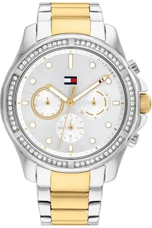 Tommy Hilfiger Multi Zifferblatt Quarz Uhr für Damen mit Zweifarbiges Edelstahlarmband - 1782615