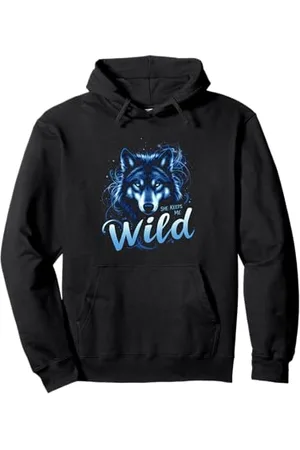 Wolf SHE KEEPS ME WILD Wolf Pullover Hoodie