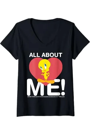 LOONEY TUNES Damen All About Me Tweety Heart Character Love – T-Shirt mit V-Ausschnitt