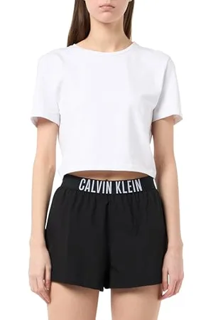 Calvin Klein Damen Shorts mit Logobund, Schwarz (Pvh Black), L