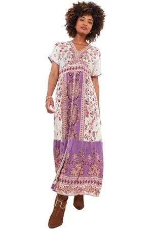 Joe Browns Damen Lightweight Floral Border Print Maxi Dress Kleid, , 40