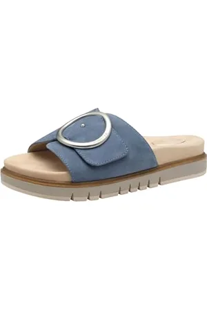 Tamaris Comfort Damen Pantoletten aus Leder Elegant, Blau , 37 EU