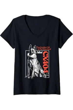 Fallout Damen TV-Serie CX404 Beste Hündchenfigur Eines Mädchens T-Shirt mit V-Ausschnitt