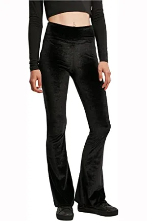 Urban classics Damen TB4551-Ladies High Waist Velvet Boot Cut Leggings, Black, XL