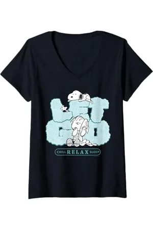 Peanuts Damen - Snoopy Charlie Brown Let Go T-Shirt mit V-Ausschnitt
