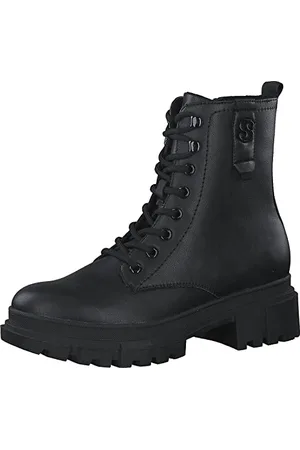 QS by s.Oliver Damen Stiefeletten ohne Absatz zum Schnüren Vegan, (Black), 40 EU