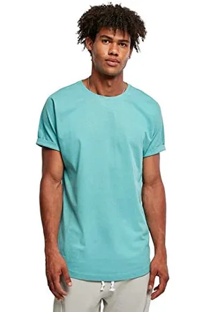 Urban classics Herren T-Shirt Long Shaped Turnup Tee, lässiges T-Shirt für Männer, in langem Schnitt, , L