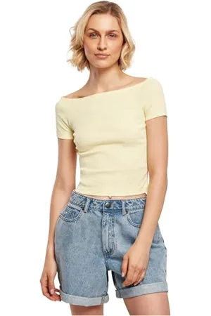 Urban classics Damen Ladies Off Shoulder Rib Tee T-Shirt, , L