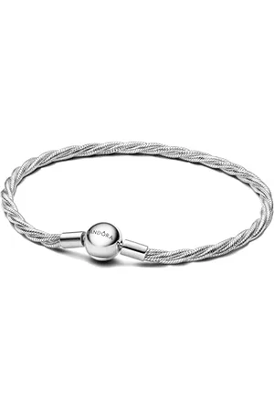 PANDORA Moments Runder Verschluss Gedrehtes Schlangen-Gliederarmband aus Sterling- , Kompatibel Moments, Größe: 20 cm, 593757C00-20
