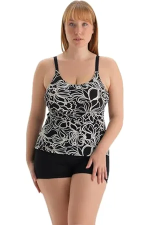 Dagi Damen Fashion Knitted Non-Wired Minimizer Full-Cup Fixed Strap Tankini One Piece Swimsuit, , 38 EU