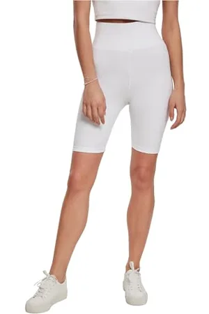 Urban classics Damen Ladies Radler-Hose High Waist Cycle Yoga-Shorts, White, S
