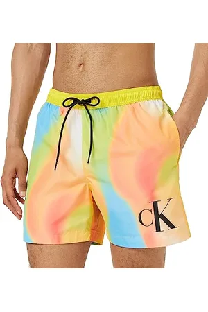 Calvin Klein Herren Badehose Lang, Mehrfarbig (Ck Monogram Motion Aop), XL
