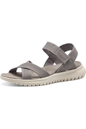 QS by s.Oliver Damen Sandalen flach mit Klettverschluss Elastisch, Braun , 40 EU