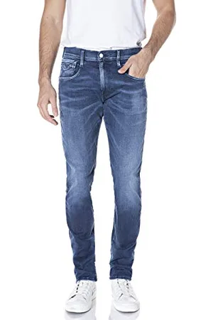 Replay Herren Jeans Anbass Slim-Fit Hyperflex White Shades mit Stretch, (Blau), 28W / 34L