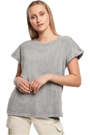 Build Your Brand Womens BY053-Ladies Acid Washed Extended Shoulder Tee T-Shirt, , S