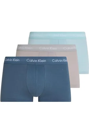Calvin Klein Herren 3er Pack Boxershorts Low Rise Trunks Unterwäsche, Mehrfarbig (Ash, Vintage Indigo, Sterling Blue), L