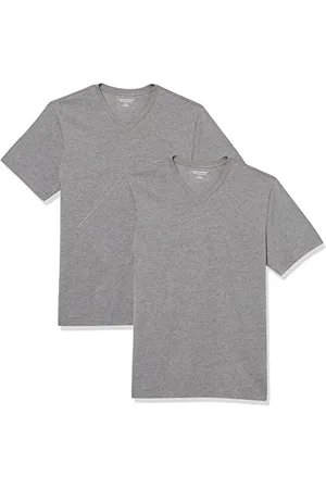 Amazon Herren T-Shirt mit kurzen Ärmeln, V-Ausschnitt und schmaler Passform, 2er-Pack, , M