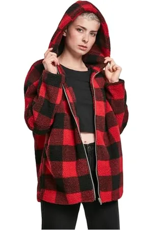 Urban classics Damen TB3056-Ladies Hooded Oversized Check Sherpa Jacket Jacke, , XXL