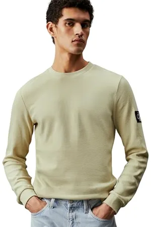 Calvin Klein Herren Badge Waffle LS Tee J30J323485 Langarm Strickoberteile, ,XS