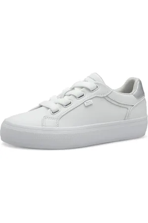 QS by s.Oliver Damen Sneaker flach mit Schnürsenkeln Low Top, (White), 40 EU