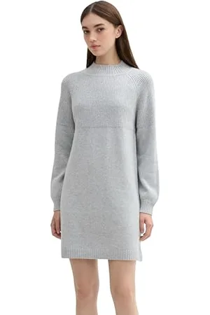 TOM TAILOR Damen Mini Strickkleid mit Stehkragen, , XXL