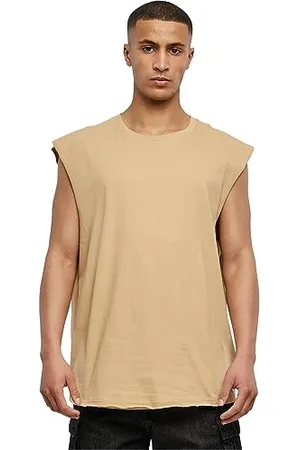 Urban classics Herren T-Shirt Open Edge Sleeveless Tee, ärmelloses T-Shirt für Männer, Rundhals, Baumwolle, , S