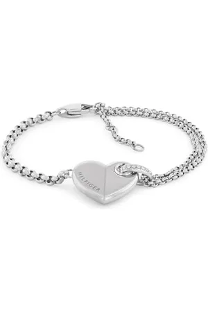 Tommy Hilfiger Jewelry Gliederarmband für Damen aus Edelstahl mit einem Herzförmigen Anhänger - Erhältlich aus Gold oder Silber