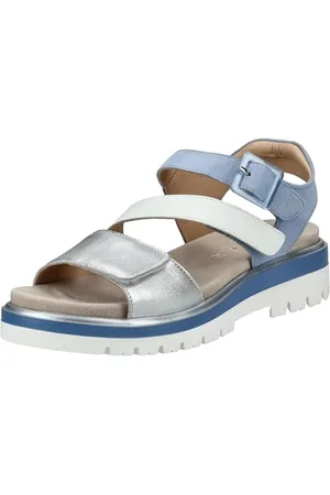ARA Damen Malaga Sandale, Silber,Weiss,Azzuro, 43 EU