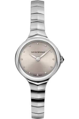 Emporio Armani Swiss Damenuhren , Zweizeiger Uhrwerk, 26mm Silbernes Edelstahlgehäuse mit Edelstahlarmband, ARS8013