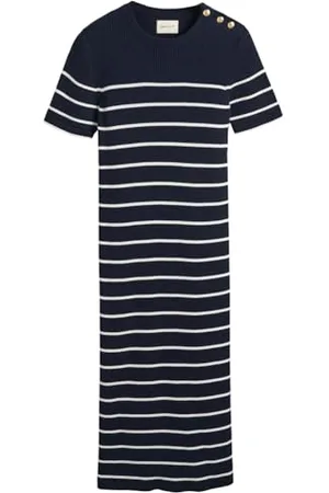 GANT Damen Ribbed Breton Dress Kleid, , Small