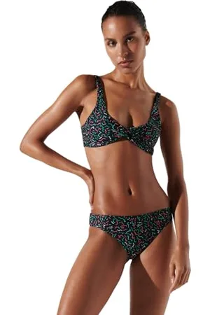 Karl Lagerfeld Geometric Twisted Bandeau Bikini Top, , S