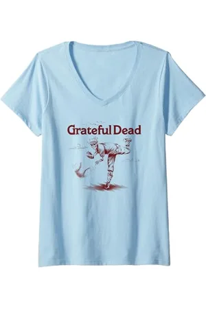 Grateful Dead Damen Skelly Baseball Pitcher T-Shirt mit V-Ausschnitt