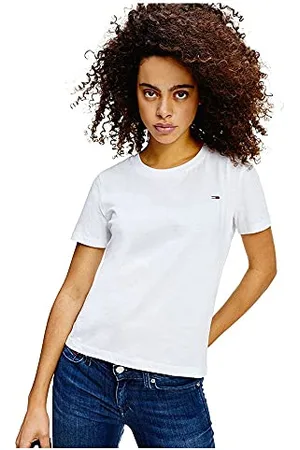 Tommy Hilfiger Tjw Regular Jersey C Neck Kurzarm Strickoberteile, Damen, (White), 3Xl