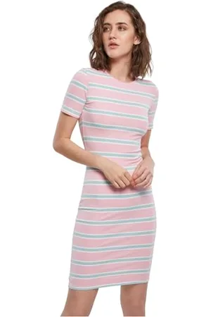Urban classics Damen TB3652-Ladies Stretch Stripe Dress Kleid, , M