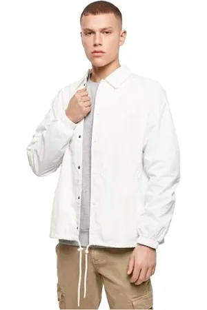 Build Your Brand Mens BY128-Coach Jacket, White, M