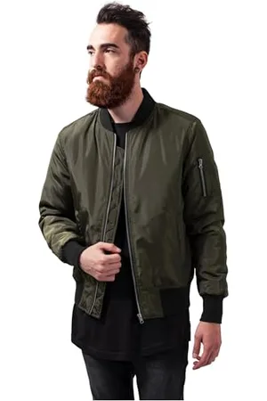 Urban classics Homme Veste Bomber Bicolore Contrastée Blouson, Darkolive/Black, M EU