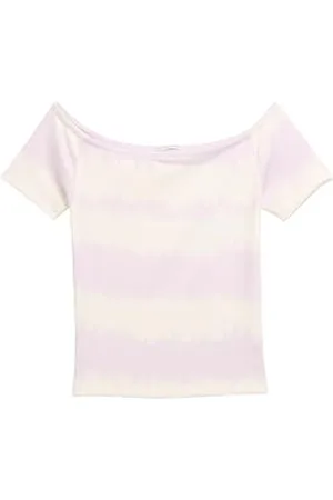 TOM TAILOR Kinder Cropped Strickpullover mit Lochmuster, Blue Shades Knit Stripe, 128
