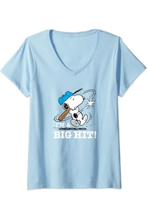 Peanuts Damen - Snoopy Im A Big Hit T-Shirt mit V-Ausschnitt