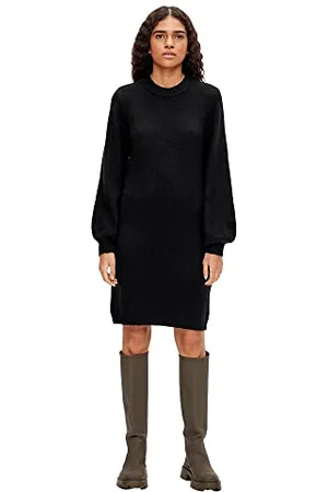 Object NOS Damen Objeve Nonsia L/S Knit Dress Noos Kleid,,per pack (Black Black),34 (Herstellergröße:XS)