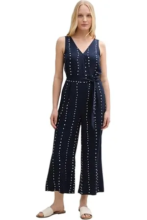 TOM TAILOR Damen 1046421 Jumpsuit, 38063-Navy Dot Print, 34