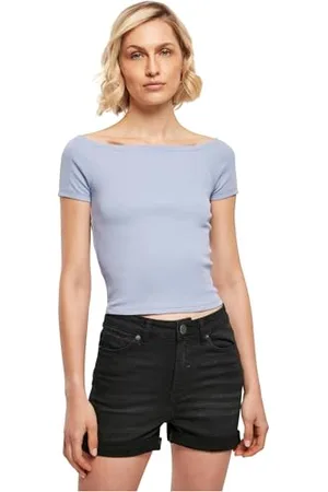 Urban classics Damen Dames Off Shoulder Rib Tee T Shirt, , 3XL EU