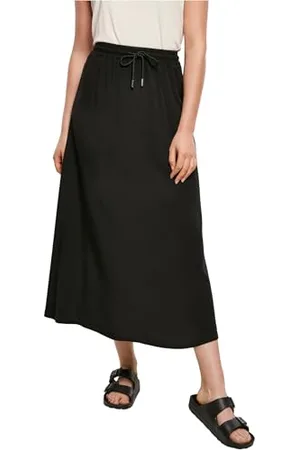 Urban classics Damen Ladies Viscose Midi Skirt Rock, Black, M