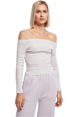 Urban classics Damen Ladies Off Shoulder Rib Longsleeve T-Shirt, , L