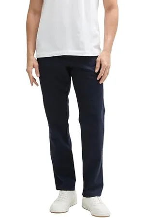 TOM TAILOR Chino Hose mit Leinenanteil, Tarmac Grey Chambray, 33/30