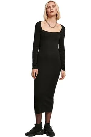 Urban classics Damen TB4526-Ladies Long Knit Dress Kleid, Black, S