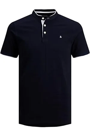 JACK & JONES Herren Polo T-Shirt Piqué Shirt Kurzarm Basic Top Baumwolle Logo Stickerei JJEPAULOS, Farbe: Dunkelblau, Größe: L